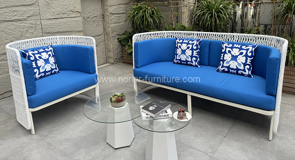 Newest Blue Rope Weaving Outdoor Sofa