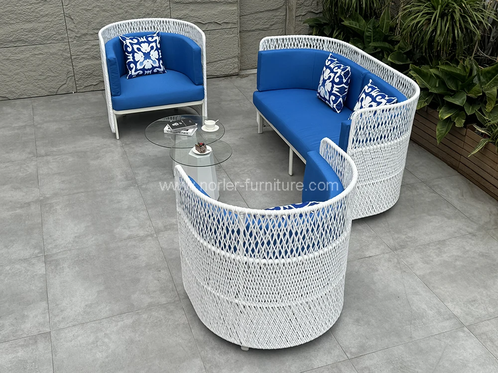 Newest Blue Rope Weaving Outdoor Sofa
