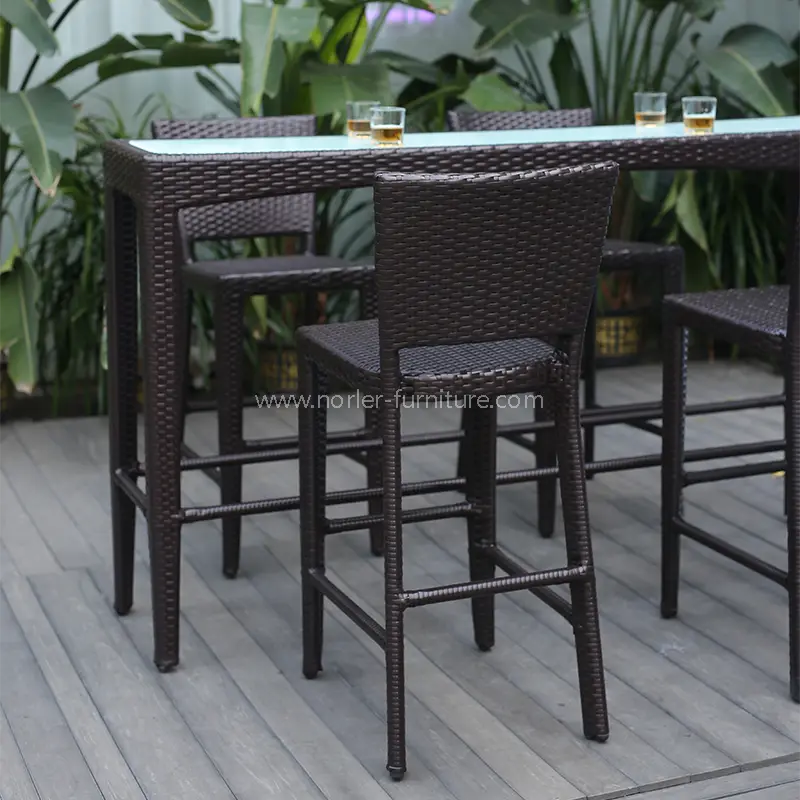 Outdoor Rattan High Bar Table And Chairs Set