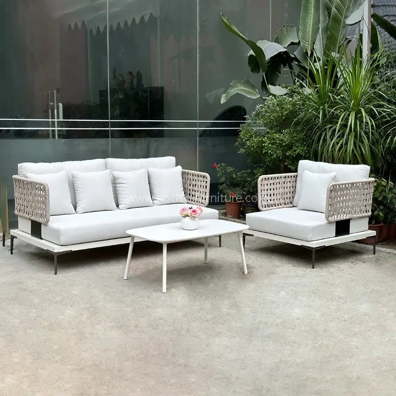 Sofá de corda ao ar livre de design respirável moderno