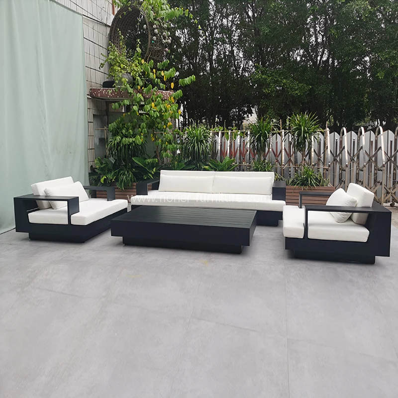 Sofá externo moderno minimalista de alumínio preto