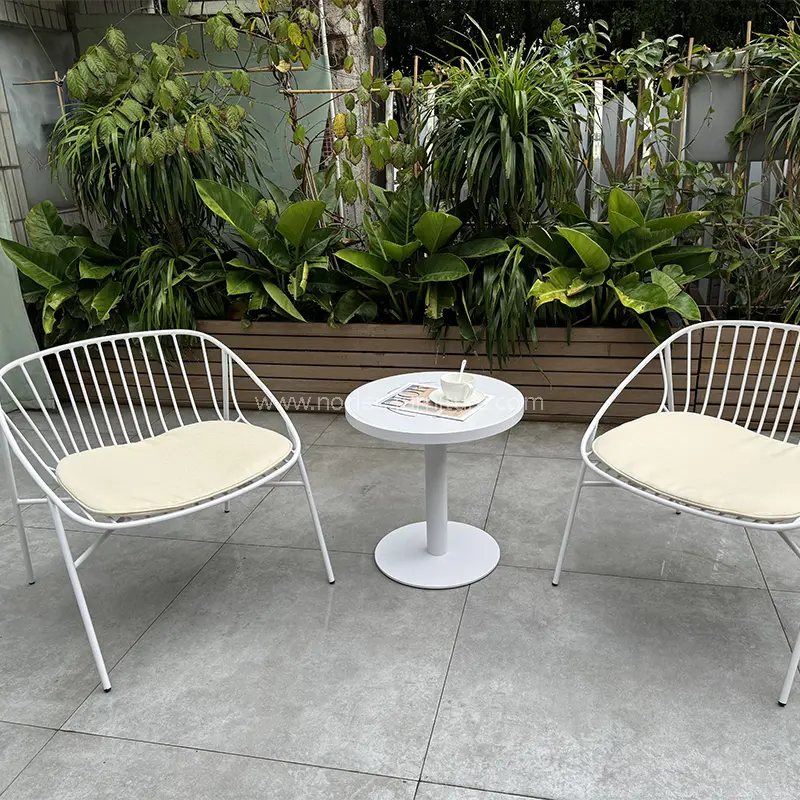 Conjunto de jardim de quadro de alumínio branco ao ar livre moderno