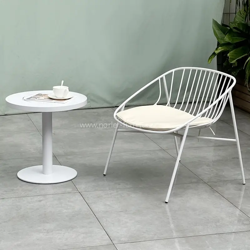 Conjunto de jardim de quadro de alumínio branco ao ar livre moderno