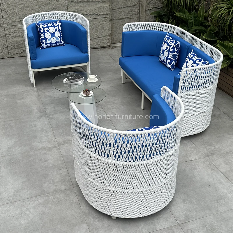 O mais novo corda azul tecelando sofá ao ar livre O mais novo corda azul tecelando sofá ao ar livre