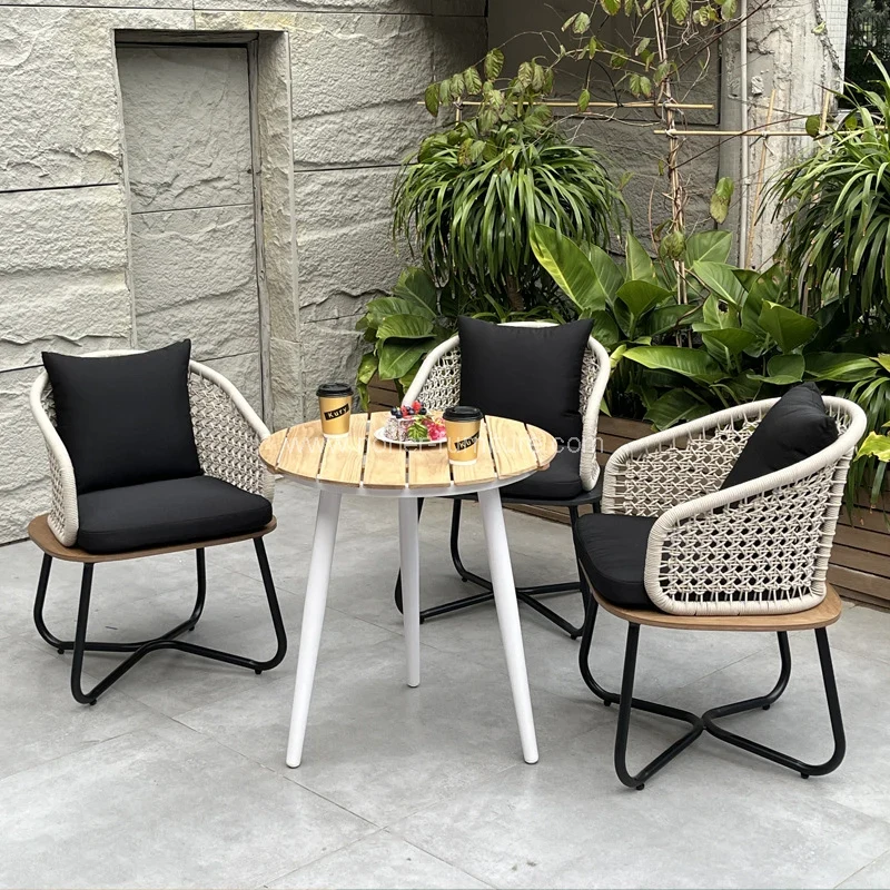 Quadro de alumínio ao ar livre Conjunto de jardim de rattan pe