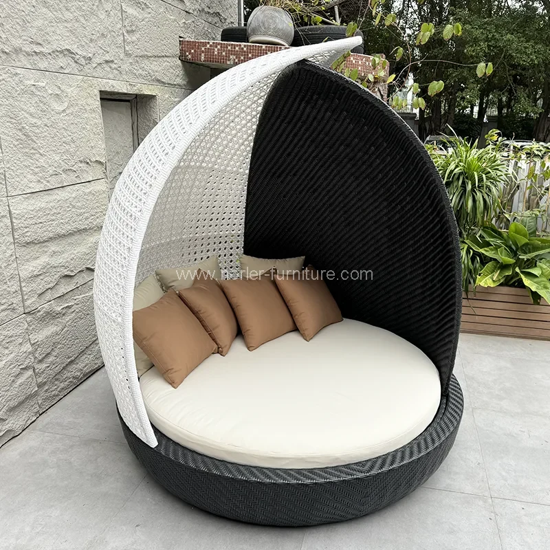 Móveis ao ar livre PE Rattan redonda de sol
