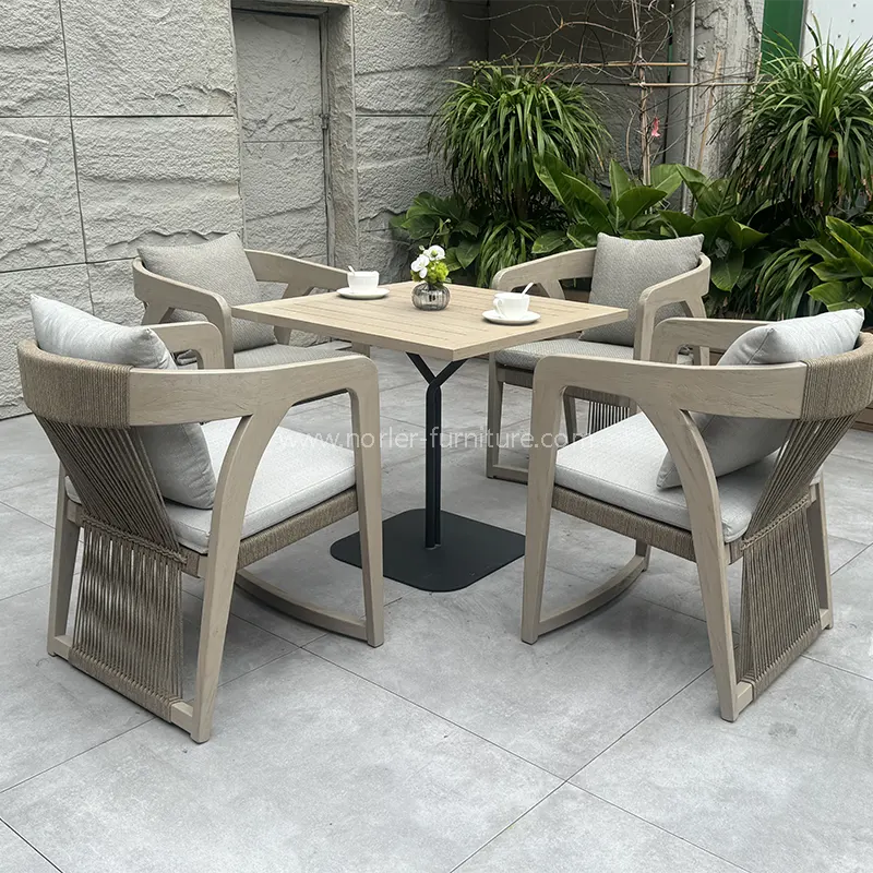 Conjunto de varanda de mesa de café quadrada ao ar livre